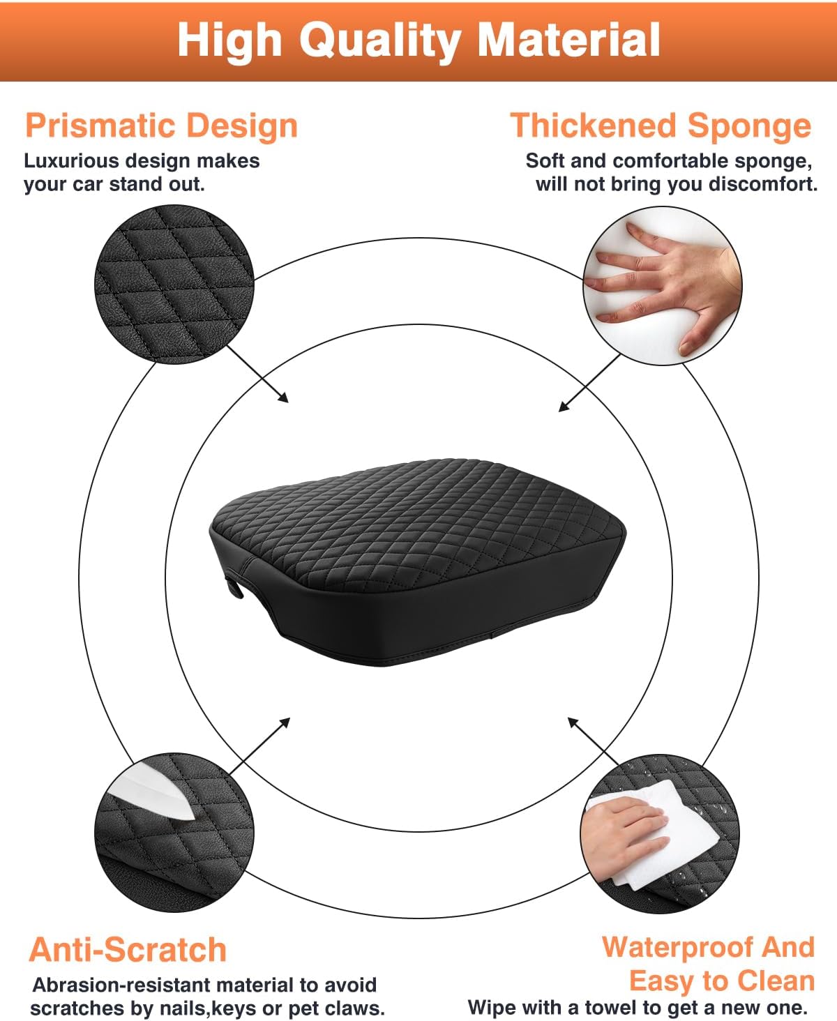 Shademax Center Console Cover for Chevy Chevrolet Tahoe, Suburban, Yukon 2021-2025 2026 Accessories Armrest Cover Cushion Pad Middle Console Cover Car Armrest Seat Box Protector Leather Anti-Scratch