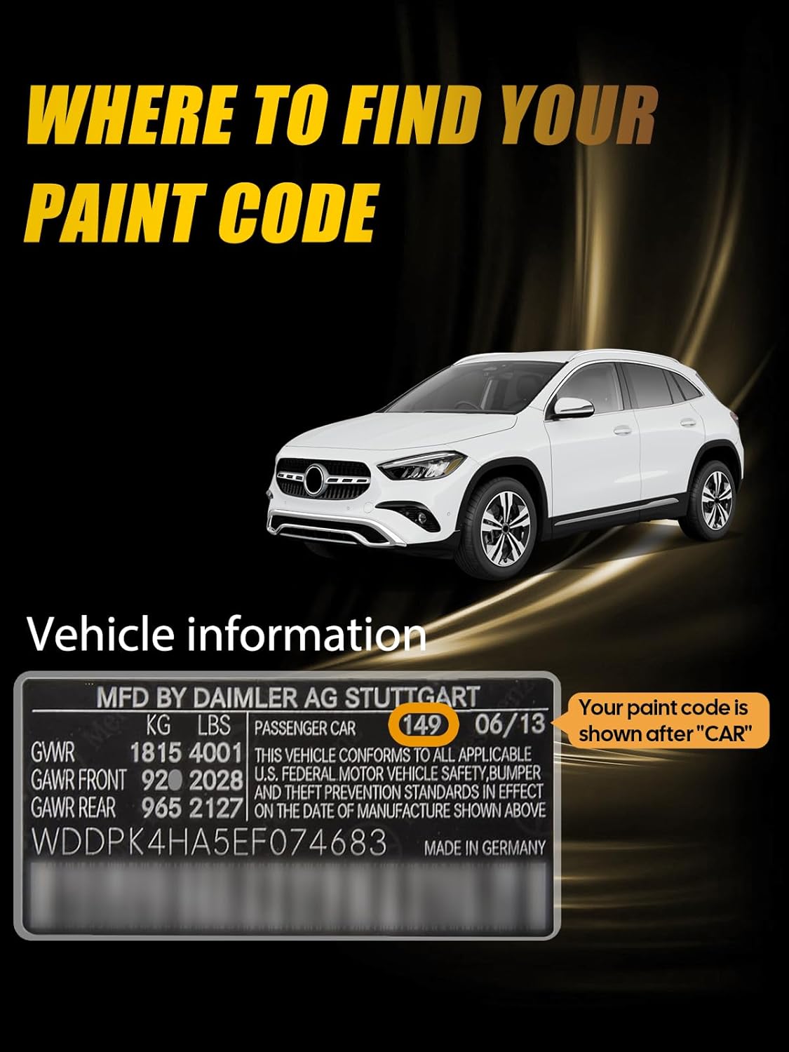 (650/9650) Calcite/Cirrus White Touch Up Paint Compatible with Mercedes-Benz, Exact Match Car Paint Pen Automotive Scratch Repair Remover Kit Quick & Easy Solution for Vehile Chips and Nicks