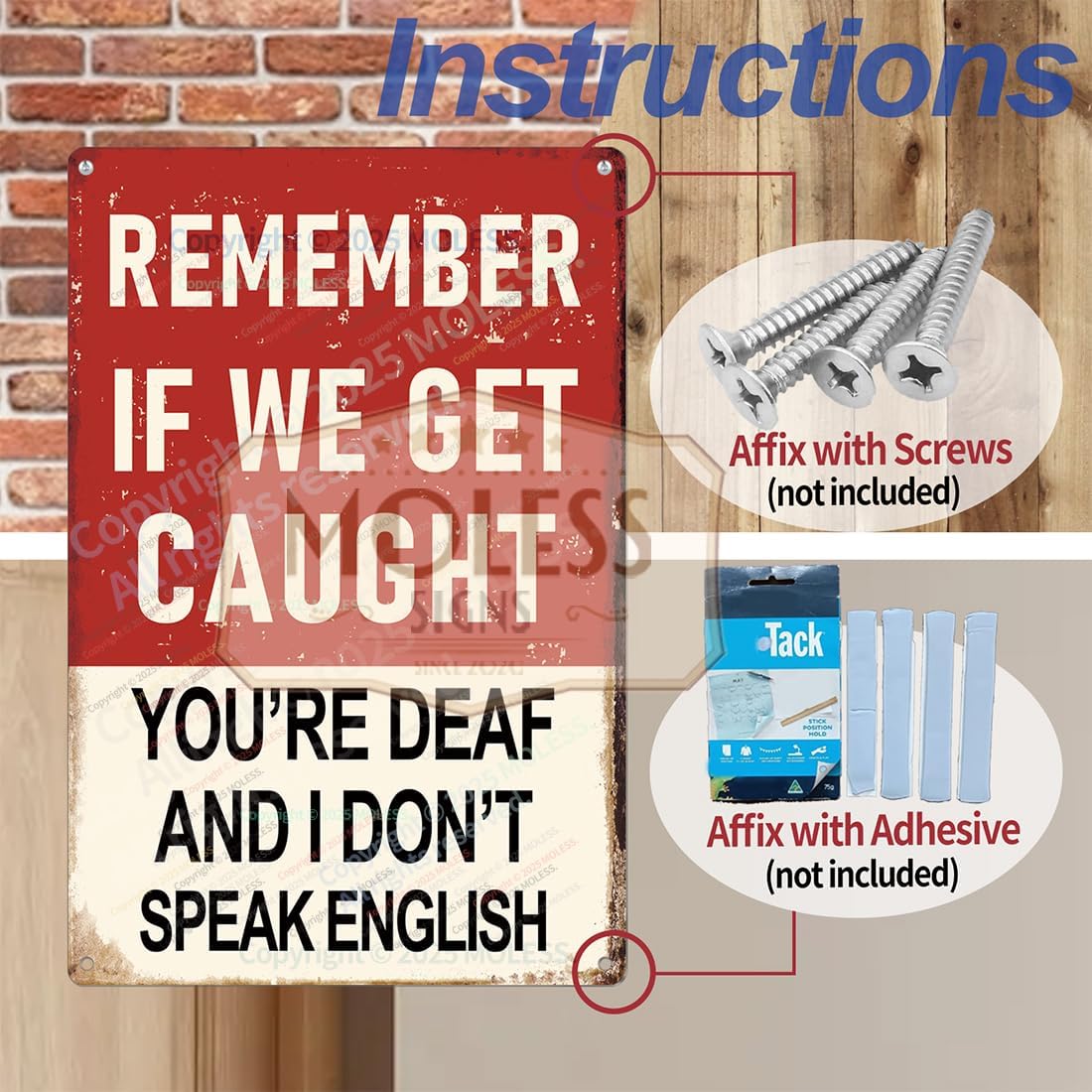 "Remember If We Get Caught" Funny Bar Sign or Man Cave Decor | 12x8″ Durable Vintage Metal Beer Signs Wall Decorations for Home Bar/Basement/Garage/Mancave, 2354